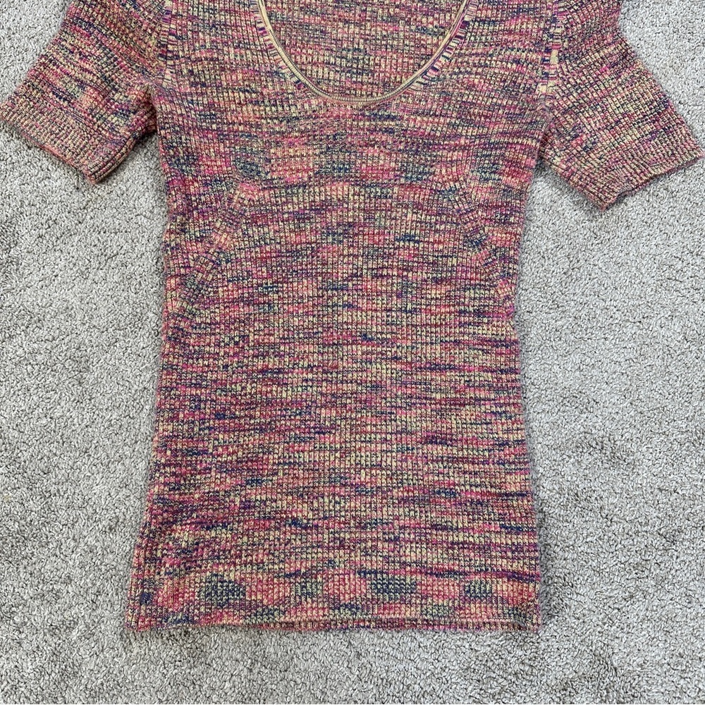 Anthropologie Moth Women’s Spacedye Ribbed Knit Shortsleeve Top Multicolor M - Picture 4 of 9